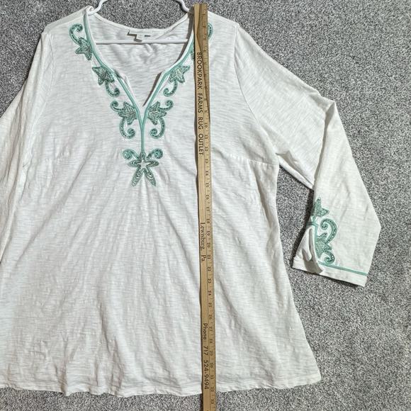 Charter Club Tunic Top Womens 2X Plus Boho Embroidery Cottagecore Peasant Flowy - Picture 9 of 11